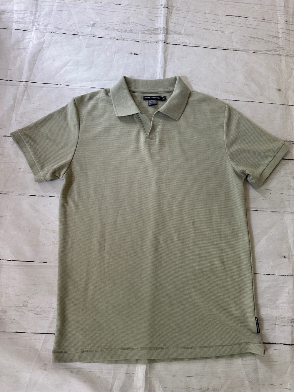Men’s French Connection Light Sage Polo Shirt medium tiny stripe